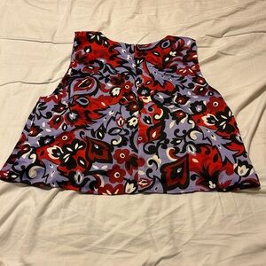 Ann Taylor Vibrant Floral Crop Top - Red, Black, Purple